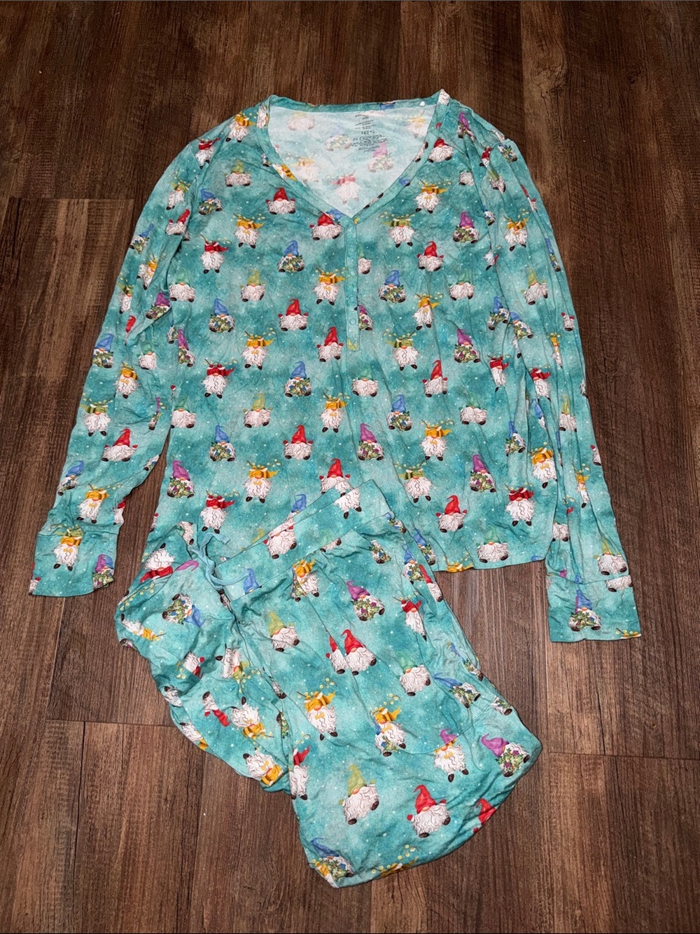 Posh Peanut blue Christmas Gnome pajama set size L EUC